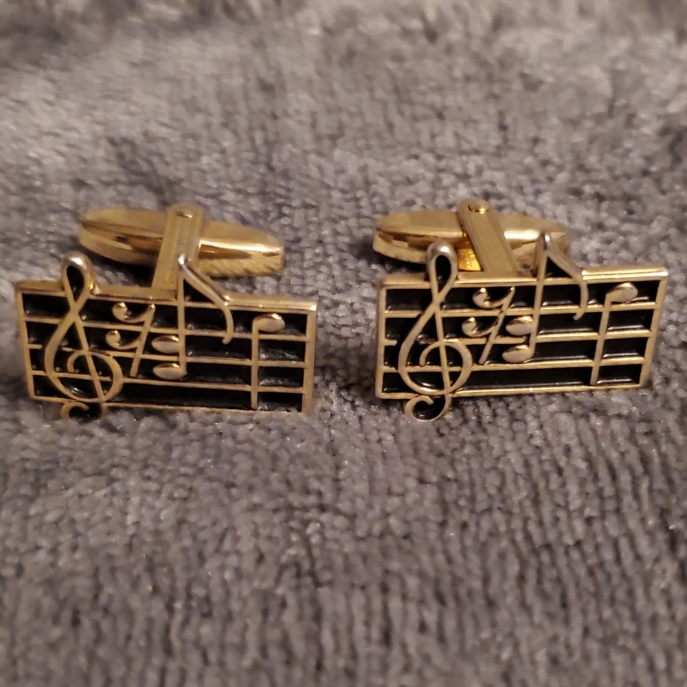 Foster Music Notes Cufflinks - Gold Tone Set